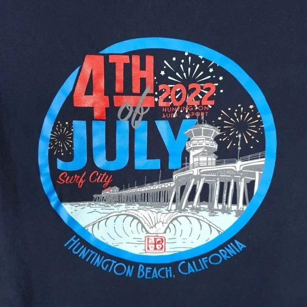 Huntington Surf & Sport T Shirt Mens Size XL Blue Surf Shop 2022 4th Of July